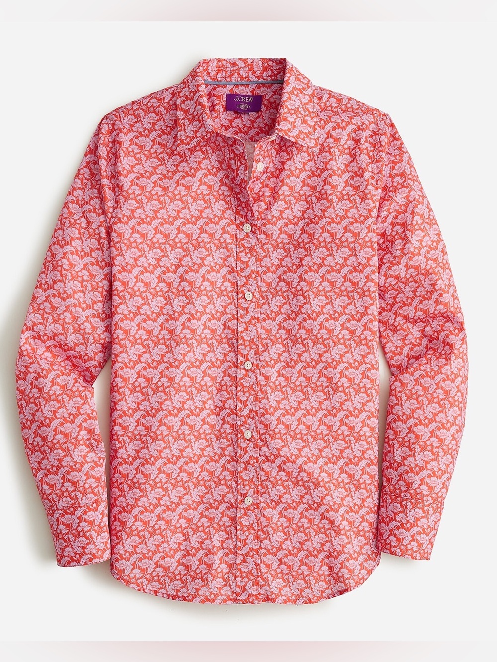 J Crew Liberty Of London Slim Fit Button Up Shirt Red Floral 6 100% Cotton